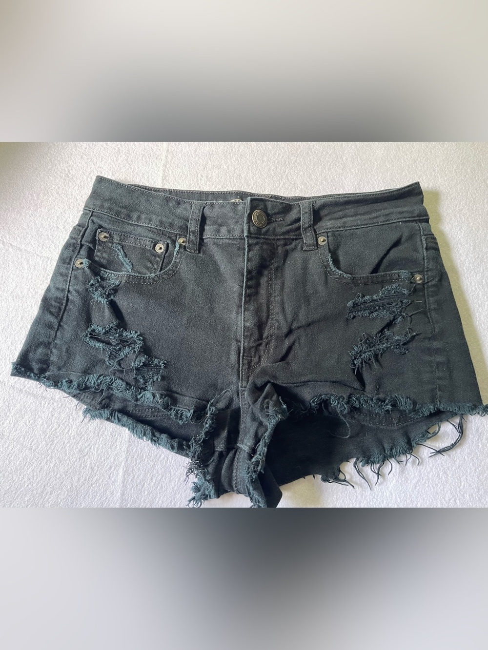 American Eagle Outfitters Black Distressed Denim Cutoff Shorts